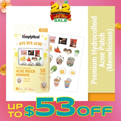 SIMPLYHEAL Premium Hydrocolloid Acne Patch Meowlicious (Tea Tree Oil Added, Waterproof & Breathable) 17s