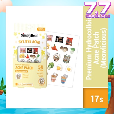 SIMPLYHEAL Premium Hydrocolloid Acne Patch Meowlicious (Tea Tree Oil Added, Waterproof & Breathable) 17s