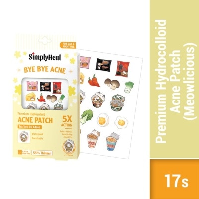 SIMPLYHEAL Premium Hydrocolloid Acne Patch Meowlicious (Tea Tree Oil Added, Waterproof & Breathable) 17s