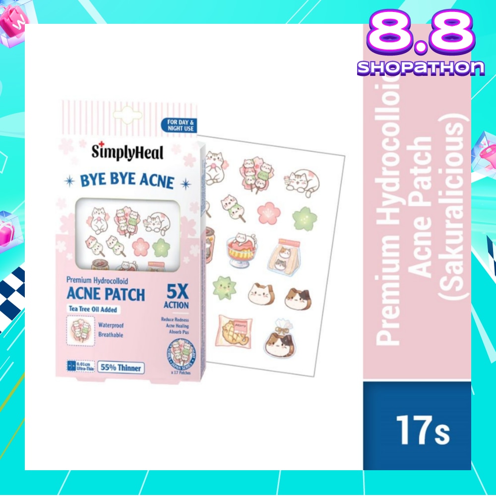 Premium Hydrocolloid Acne Patch Sakuralicious (Tea Tree Oil Added, Waterproof & Breathable) 17s
