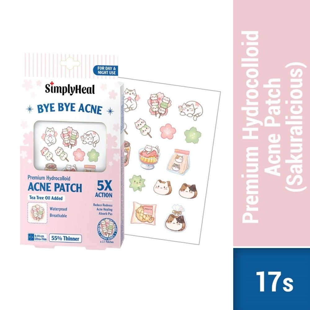 Premium Hydrocolloid Acne Patch Sakuralicious (Tea Tree Oil Added, Waterproof & Breathable) 17s