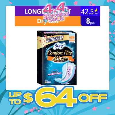 SOFY - Side Gathers Night Slim Wing (Dry Net) 42cm 8s