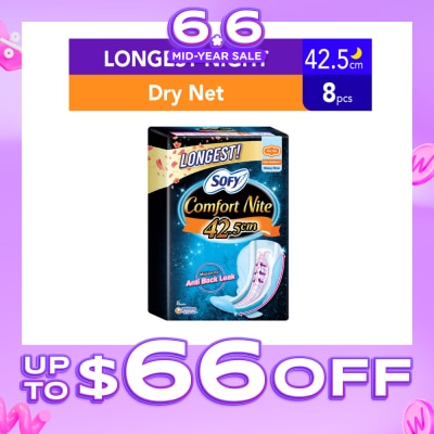 SOFY - Side Gathers Night Slim Wing (Dry Net) 42cm 8s