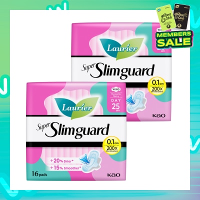 LAURIER Super Slimguard Day Wing Sanitary Pad 25cm Twin Packset 16s x 2