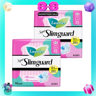 LAURIER - Super Slimguard Day Wing Sanitary Pad 25cm Twin Packset 16s x 2