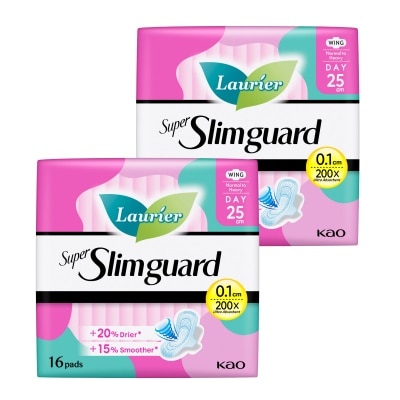 LAURIER Super Slimguard Day Wing Sanitary Pad 25cm Twin Packset 16s x 2