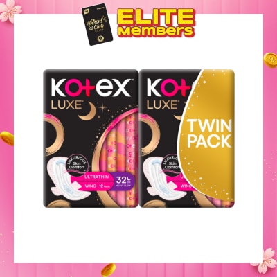 KOTEX Luxe Ultra Thin Wing 32cm Twin Pack 12s x 2