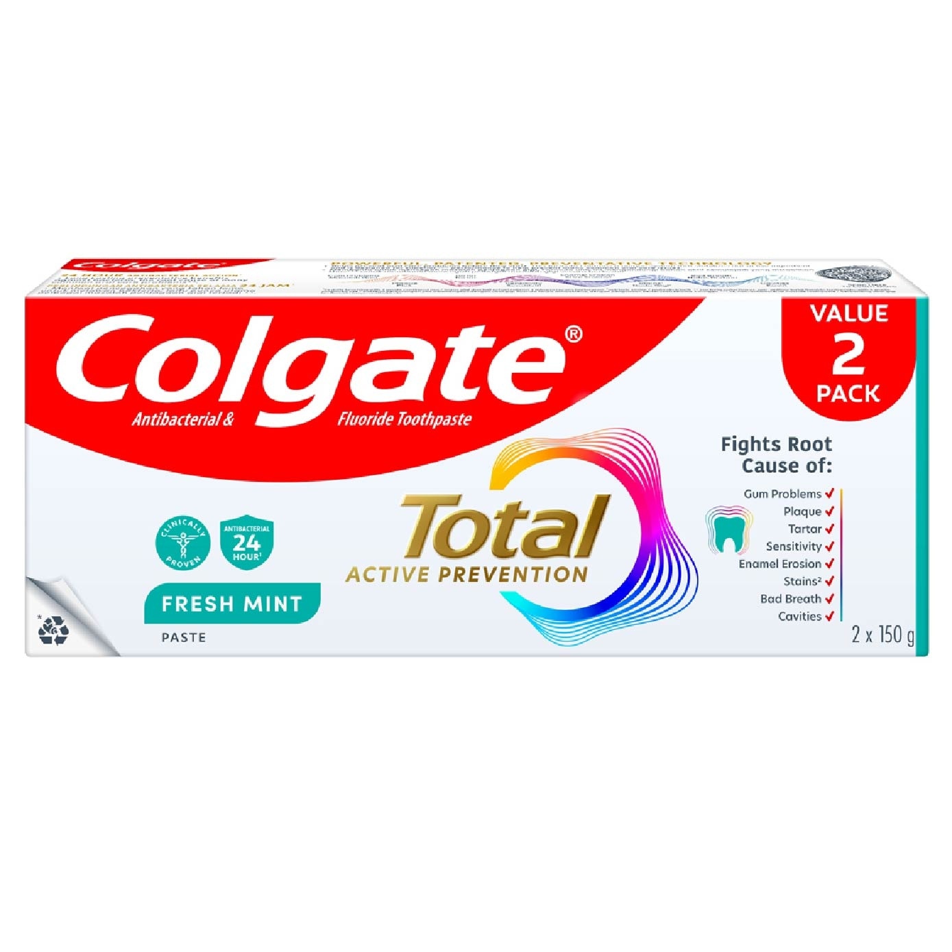 Total Fresh Mint Toothpaste 150g x 2s