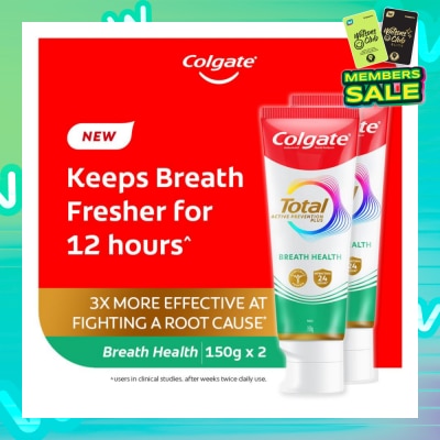 COLGATE Total Active Prevention Plus Breath Health Twin Pack 150g x 2s