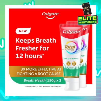 COLGATE Total Active Prevention Plus Breath Health Twin Pack 150g x 2s