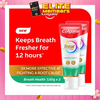 COLGATE Total Active Prevention Plus Breath Health Twin Pack 150g x 2s