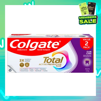 COLGATE Total Active Prevention Plus Gum Care Twin Pack 150g x 2s