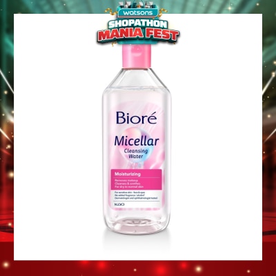 BIORE - Moisturizing Micellar Cleansing Water (For Dry - Normal Skin - Face & Eyes, Fragrance-Free & Alcohol Free) 400ml