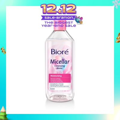 BIORE Moisturizing Micellar Cleansing Water (For Dry - Normal Skin - Face & Eyes, Fragrance-Free & Alcohol Free) 400ml