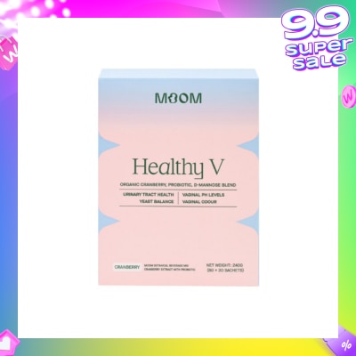 MOOM HEALTH Healthy V Sachet (To Support Urinary Tract Health, Balance Vaginal pH Levels, Control Odor & Promote Healthy Yeast Balance) 30s