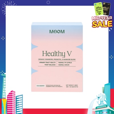 MOOM HEALTH Healthy V Sachet (To Support Urinary Tract Health, Balance Vaginal pH Levels, Control Odor & Promote Healthy Yeast Balance) 30s