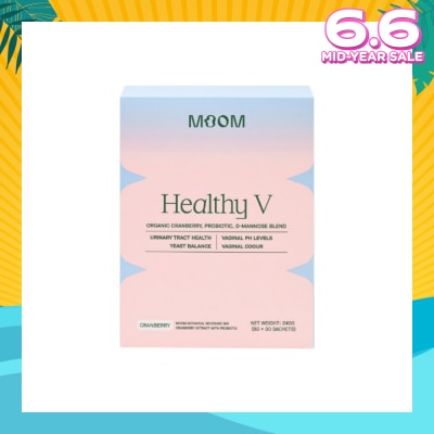 MOOM HEALTH Healthy V Sachet (To Support Urinary Tract Health, Balance Vaginal pH Levels, Control Odor & Promote Healthy Yeast Balance) 30s