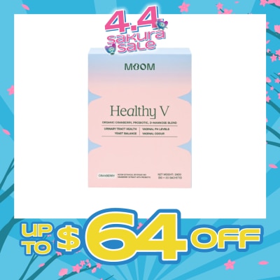 MOOM HEALTH - Healthy V Sachet (To Support Urinary Tract Health, Balance Vaginal pH Levels, Control Odor & Promote Healthy Yeast Balance) 30s