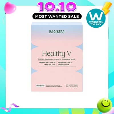 MOOM HEALTH Healthy V Sachet (To Support Urinary Tract Health, Balance Vaginal pH Levels, Control Odor & Promote Healthy Yeast Balance) 30s image