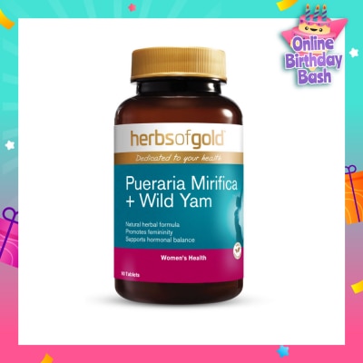HERBS OF GOLD Pueraria Mirifica + Wild Yam Tablet (To Supports Feminine Youthfullness & Breast Enlargement) 90s
