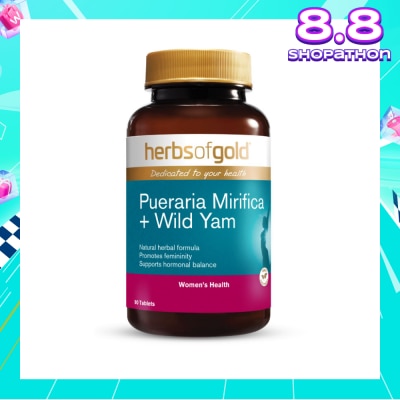 HERBS OF GOLD Pueraria Mirifica + Wild Yam Tablet (To Supports Feminine Youthfullness & Breast Enlargement) 90s