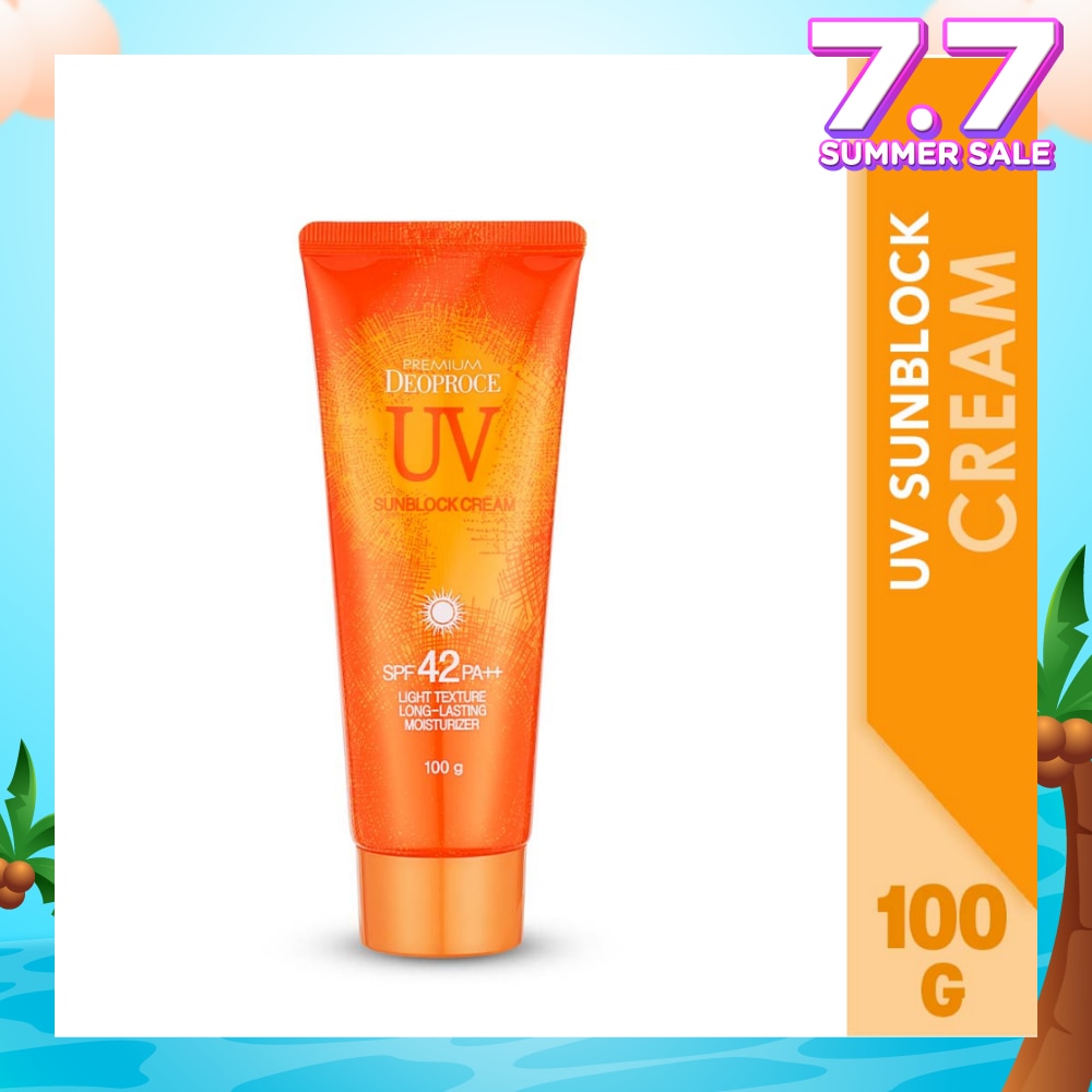 DEOPROCE Premium UV Sunblock Cream SPF42 PA++ (Light Texture, Long-Lasting & Moisturizer) 100g