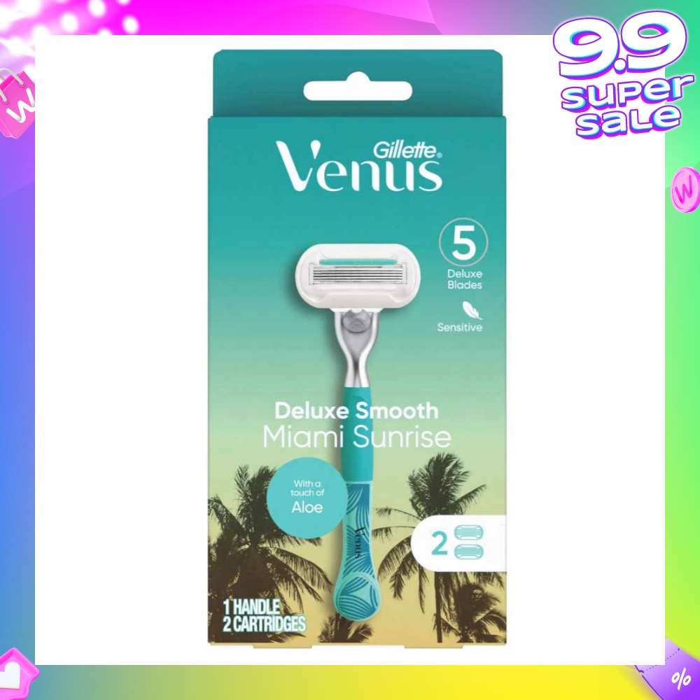 GILLETTE VENUS Miami Sunrise 5 Deluxe Smooth Sensitive Pack Set (1 Handle & 2 Cartriges) 1s