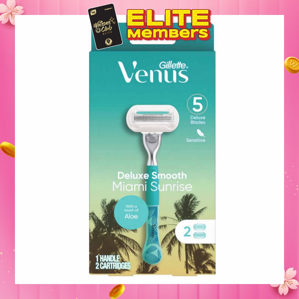 GILLETTE VENUS Miami Sunrise 5 Deluxe Smooth Sensitive Pack Set (1 Handle & 2 Cartriges) 1s