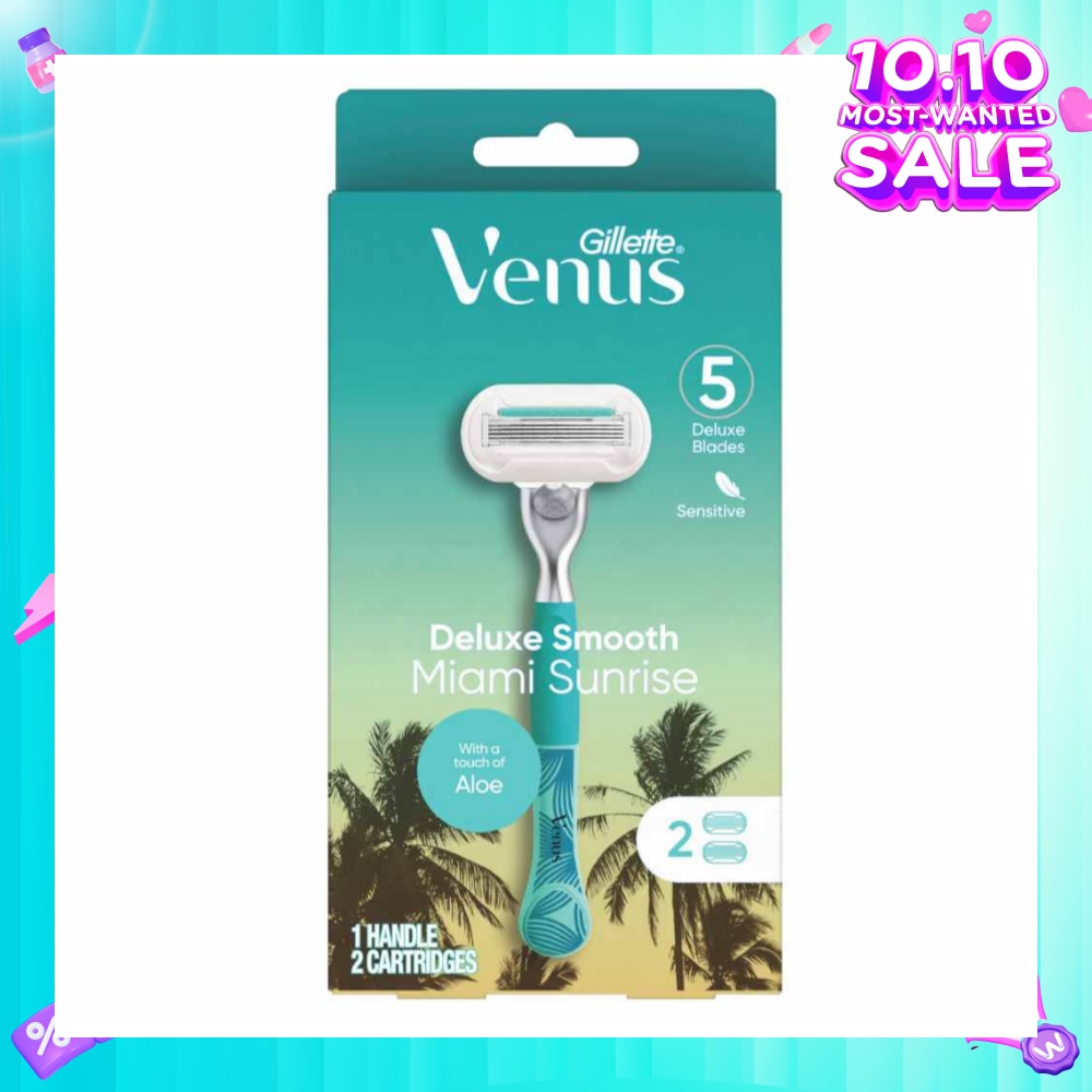 GILLETTE VENUS Miami Sunrise 5 Deluxe Smooth Sensitive Pack Set (1 Handle & 2 Cartriges) 1s