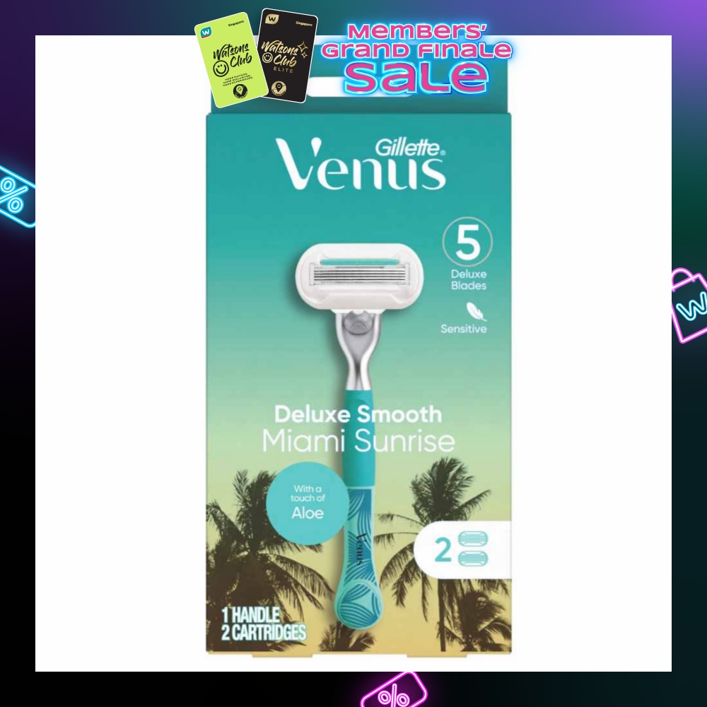 Miami Sunrise 5 Deluxe Smooth Sensitive Pack Set (1 Handle & 2 Cartriges) 1s