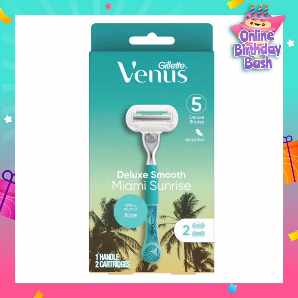 GILLETTE VENUS Miami Sunrise 5 Deluxe Smooth Sensitive Pack Set (1 Handle & 2 Cartriges) 1s
