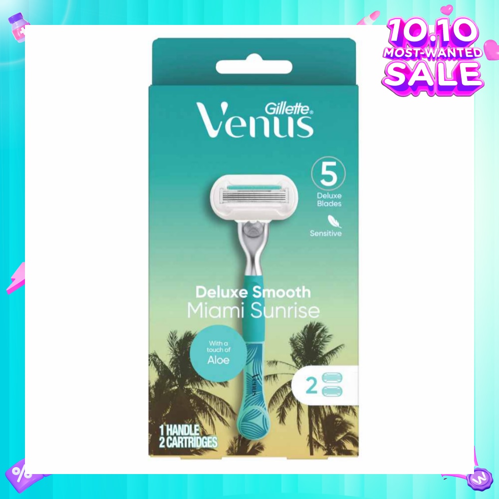 GILLETTE VENUS Miami Sunrise 5 Deluxe Smooth Sensitive Pack Set (1 Handle & 2 Cartriges) 1s