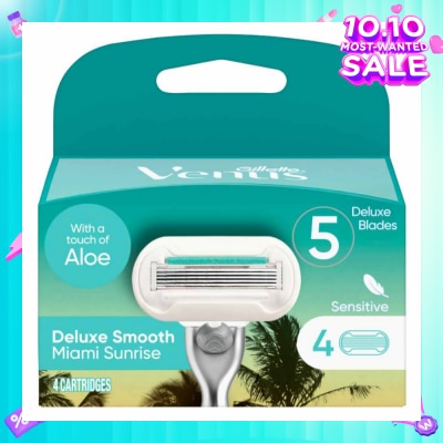 GILLETTE VENUS Miami Sunrise 5 Deluxe Smooth Sensitive Blade Cartridges Refills Value Pack (With A Touch Of Aloe) 4s