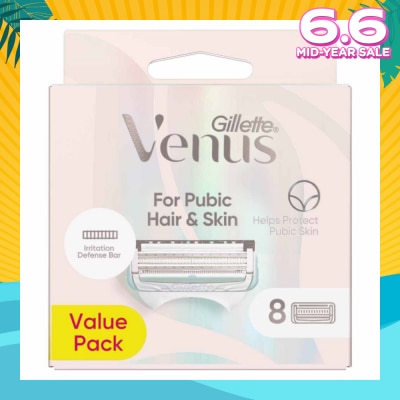 GILLETTE VENUS For Pubic Hair & Skin Refills Value Pack 8s