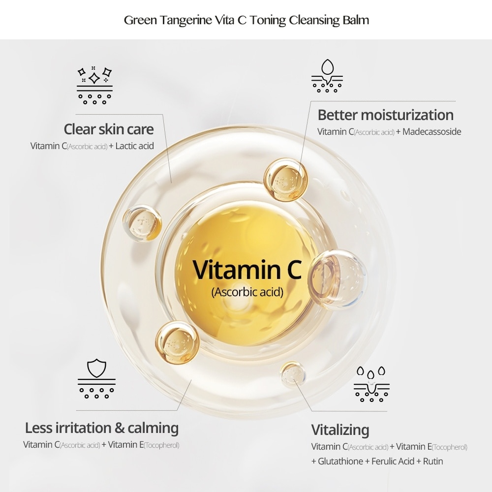 Green Tangerine Vita-C Toning Cleansing Balm (To Remove Heavy Makeup & Helps Remove Pore Impurities) 110ml