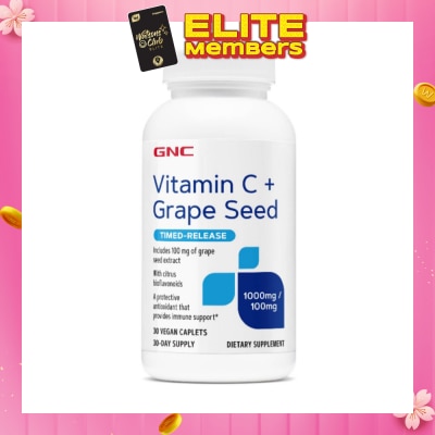 GNC Vitamin C+ Grape Seed Vegan Caplet 30s