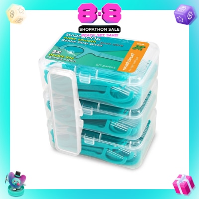 WATSONS - Super Smooth Mint Dental Floss Picks (Round Thread + Double Line) 50s x 3 Boxes