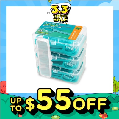 WATSONS Super Smooth Mint Dental Floss Picks (Round Thread + Double Line) 50s x 3 Boxes