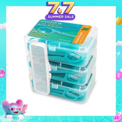 WATSONS - Super Smooth Mint Dental Floss Picks (Round Thread + Double Line) 50s x 3 Boxes