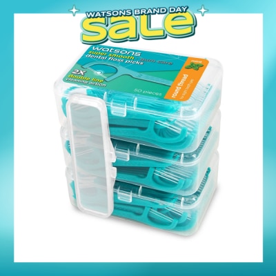 WATSONS - Super Smooth Mint Dental Floss Picks (Round Thread + Double Line) 50s x 3 Boxes