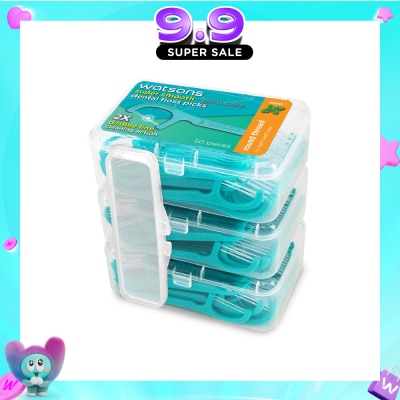 WATSONS - Super Smooth Mint Dental Floss Picks (Round Thread + Double Line) 50s x 3 Boxes image