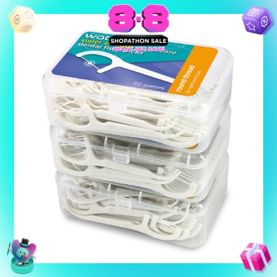 WATSONS - Super Smooth Dental Floss Picks (Round Thread + Single Line) 50s x 3 Boxes