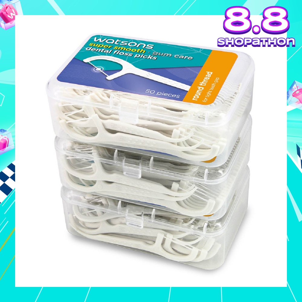 Super Smooth Dental Floss Picks (Round Thread + Single Line) 50s x 3 Boxes