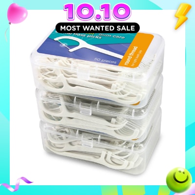 WATSONS Super Smooth Dental Floss Picks (Round Thread + Single Line) 50s x 3 Boxes image