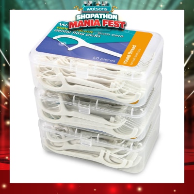 WATSONS - Super Smooth Dental Floss Picks (Round Thread + Single Line) 50s x 3 Boxes