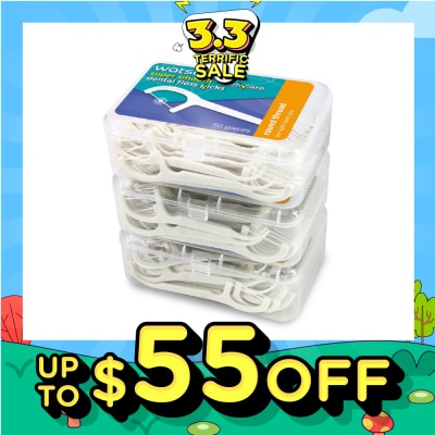 WATSONS Super Smooth Dental Floss Picks (Round Thread + Single Line) 50s x 3 Boxes