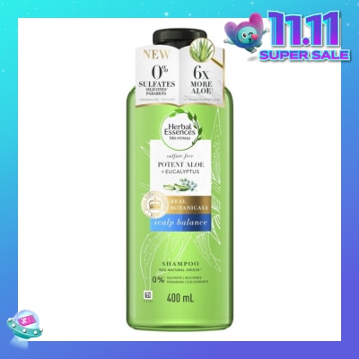 HERBAL ESSENCES Bio:Renew Potent Aloe + Eucalyptus Shampoo (Balance Scalp, Protect Colored Hair) 400 ml