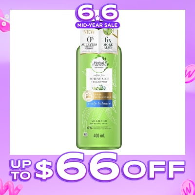 HERBAL ESSENCES - Bio:Renew Potent Aloe + Eucalyptus Shampoo (Balance Scalp, Protect Colored Hair) 400 ml
