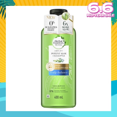 HERBAL ESSENCES Bio:Renew Potent Aloe + Eucalyptus Shampoo (Balance Scalp, Protect Colored Hair) 400 ml