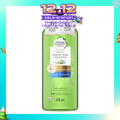HERBAL ESSENCES Bio:Renew Potent Aloe + Eucalyptus Shampoo (Balance Scalp, Protect Colored Hair) 400 ml
